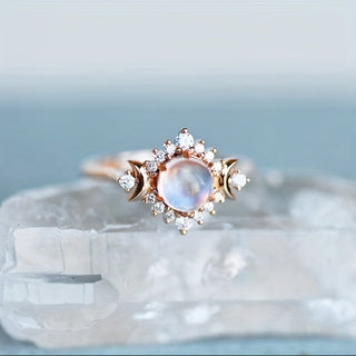Olivia | Rhinestone Moonstone Ring