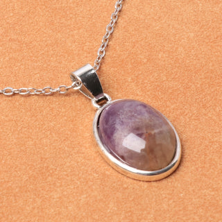 Calista | Natural Amethyst Oval Pendant Necklace
