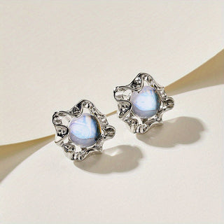 Lily | Moonstone Floral Stud Earrings