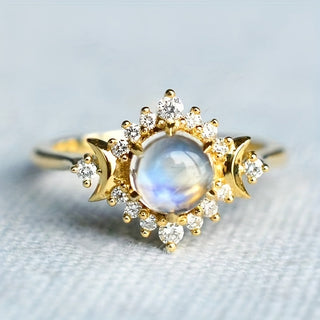 Olivia | Rhinestone Moonstone Ring