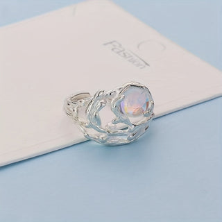 Ava | Tree Texture Moonstone Adjustable Ring
