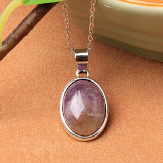 Calista | Natural Amethyst Oval Pendant Necklace