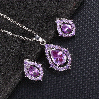 Evangeline | Amethyst Water Drop Jewelry Set