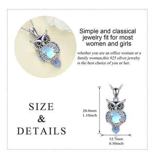 Lily | Moonstone Owl Necklace Filigree Pendant