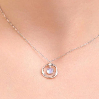 Ava | Geometric Moonstone Circle Necklace