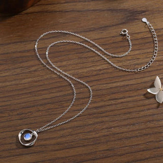 Ava | Geometric Moonstone Circle Necklace