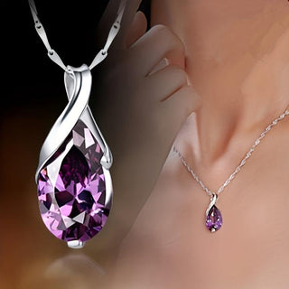 Elara | Teardrop Amethyst Pendant Necklace