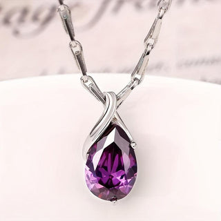 Elara | Teardrop Amethyst Pendant Necklace