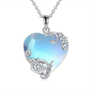 Chloe | Moonstone Heart Floral Necklace