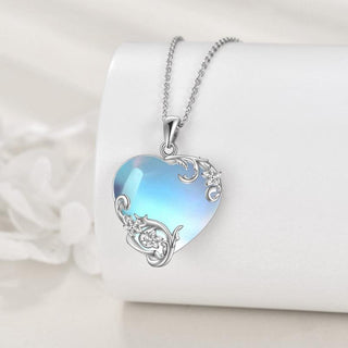Chloe | Moonstone Heart Floral Necklace