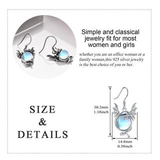 Samantha | Sterling Silver Dragon Moonstone Earrings