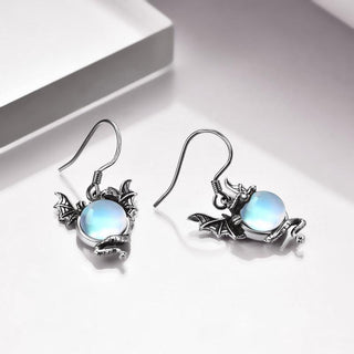 Samantha | Sterling Silver Dragon Moonstone Earrings