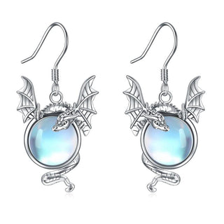 Samantha | Sterling Silver Dragon Moonstone Earrings