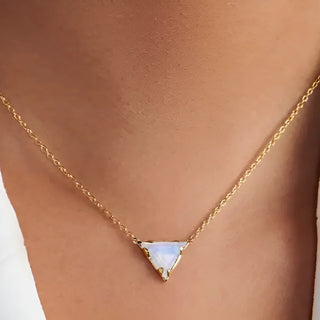 Olivia | Moonstone Necklace Triangle Medallion