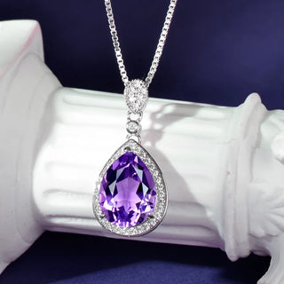 Celeste | Purple Waterdrop Silver Necklace
