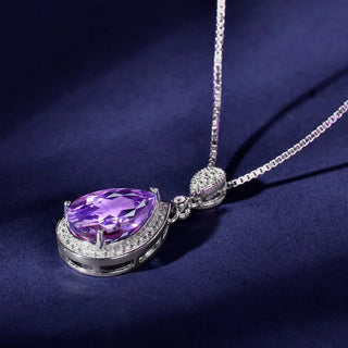 Celeste | Purple Waterdrop Silver Necklace