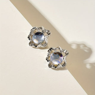 Lily | Moonstone Floral Stud Earrings