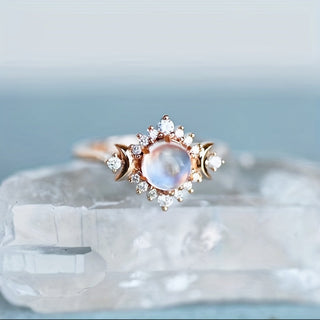 Olivia | Rhinestone Moonstone Ring