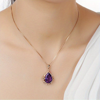 Brooklyn | Rose Gold Amethyst Pendant Necklace Set