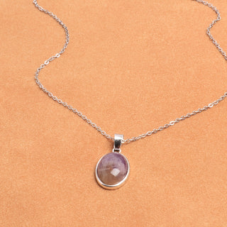 Calista | Natural Amethyst Oval Pendant Necklace