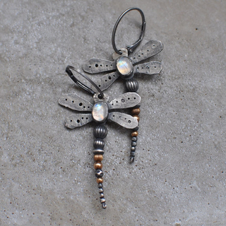 Esme | Vintage Dragonfly Moonstone Earrings
