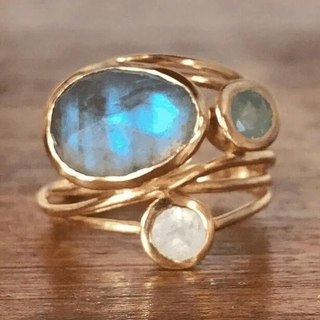 Lunara | Inlaid Blue Moonstone Ring