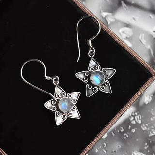 Victoria | Moonstone Star Silver Earrings