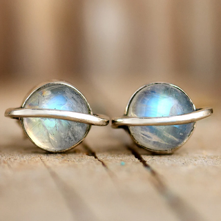Rose | Vintage Rounded Moonstone Earrings