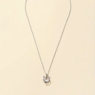 Ruby | Stainless Steel Rhinestone Moonstone Cat Necklace