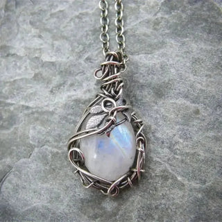 Grace | Moonstone Necklace - Wire Pendant